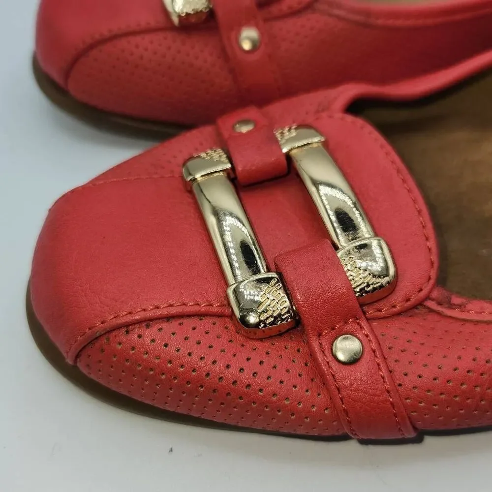 Women's Aerosoles Sherbet 2 Coral Perforated Ballet Flats Shoes Size 10M